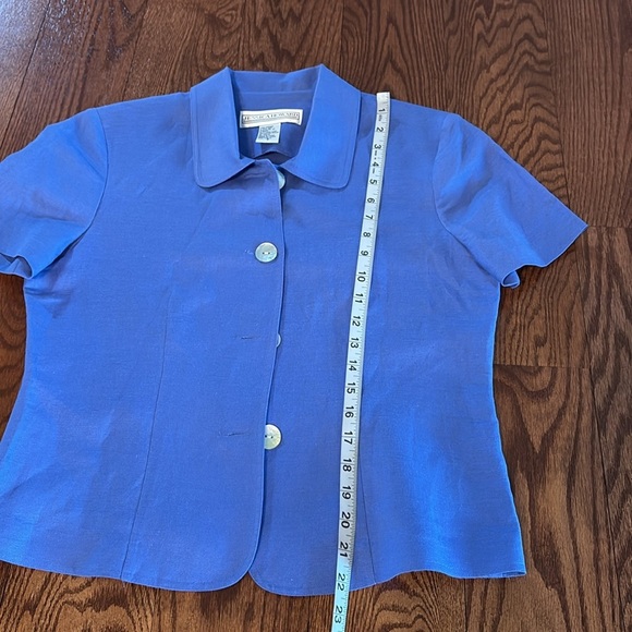 Jessica Howard petite Blue linen 2 piece dress and short sleeve jacket career 6P - Picture 14 of 17